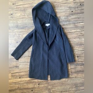 Michael Kors Hooded Wool-Blend Wrap Coat in Grey